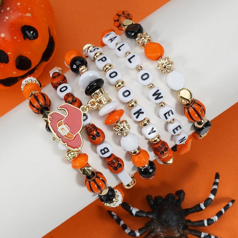 Lonext Halloween Bracelets Stackable Heishi Beaded Stretch Bracelets - Image 2
